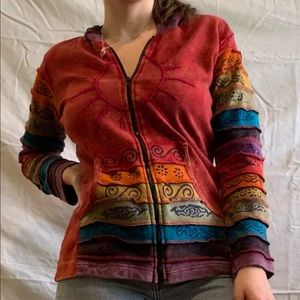 Boho 100% cotton hippie hoodie jacket